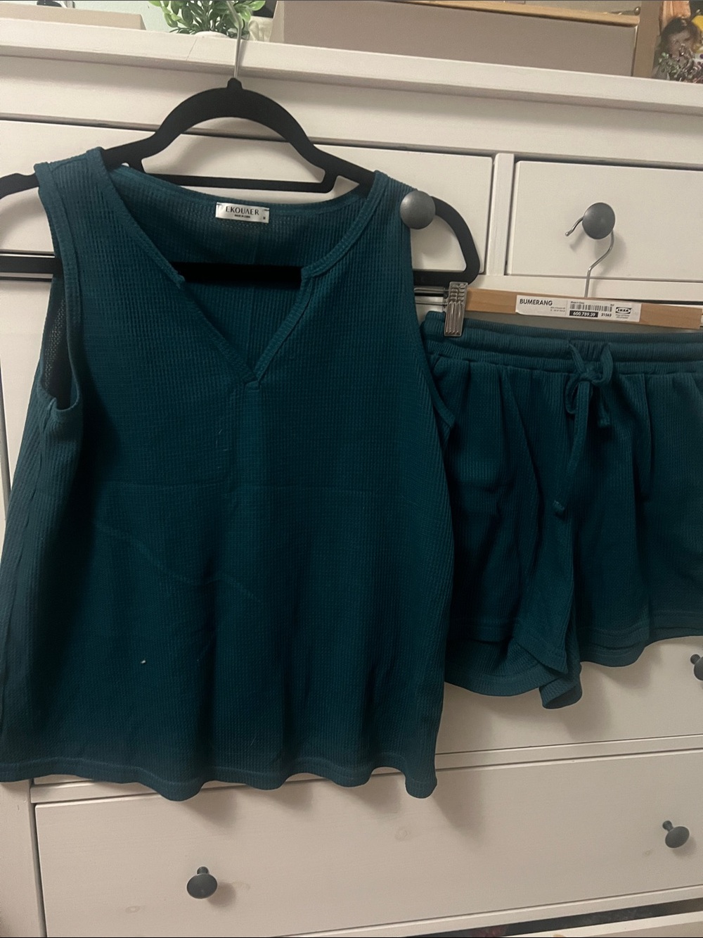 Teal Ribbed V-Neck Tank & Shorts Sleep Set